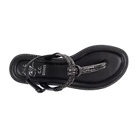 GC Shoes Womens Alonde Knotted Embellished Ankle Strap Flat Sandals