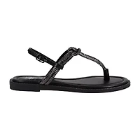 GC Shoes Womens Alonde Knotted Embellished Ankle Strap Flat Sandals