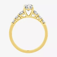 F / Vs2) Womens / CT. T.W. Lab Grown White Diamond 10K Gold Marquise Side Stone Engagement Ring