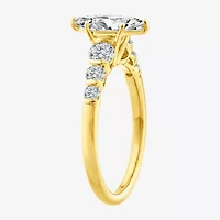 F / Vs2) Womens / CT. T.W. Lab Grown White Diamond 10K Gold Marquise Side Stone Engagement Ring