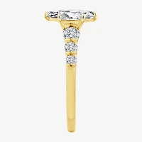 F / Vs2) Womens / CT. T.W. Lab Grown White Diamond 10K Gold Marquise Side Stone Engagement Ring
