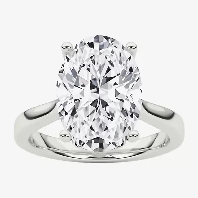 (F / Vs2) Womens 3 3/4 CT. T.W. Lab Grown White Diamond 14K Gold Oval Solitaire Engagement Ring