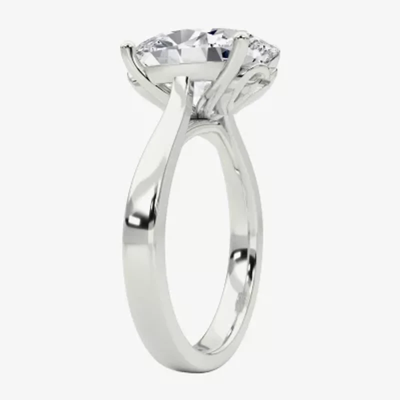 (F / Vs2) Womens 3 3/4 CT. T.W. Lab Grown White Diamond 14K Gold Oval Solitaire Engagement Ring
