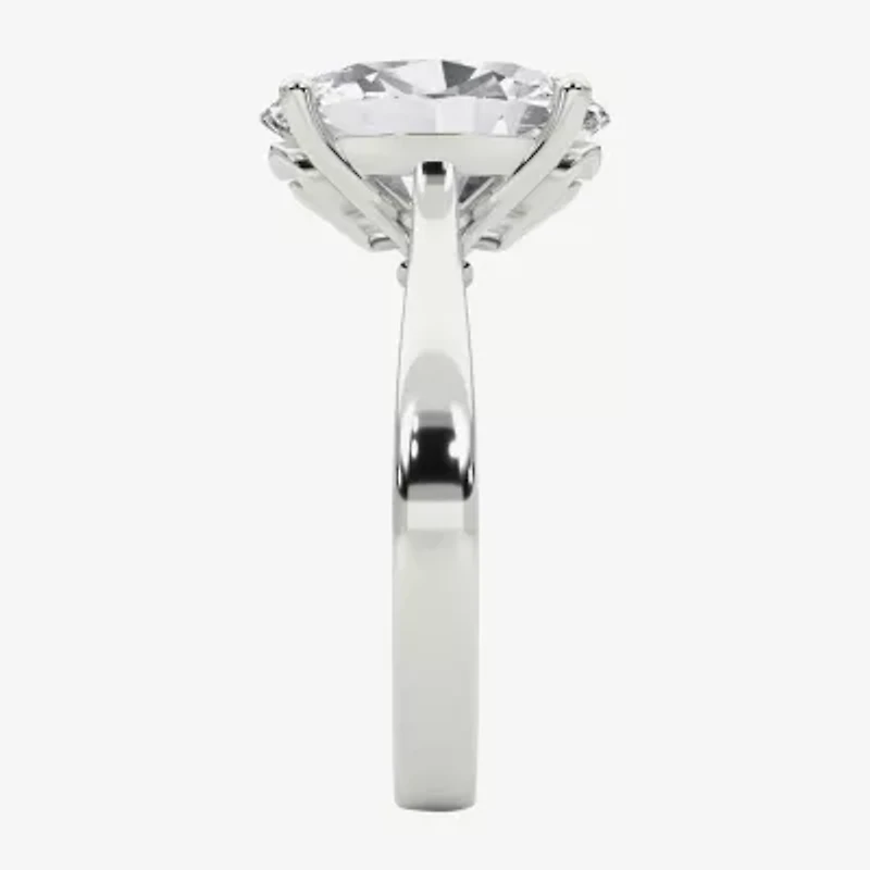 (F / Vs2) Womens 3 3/4 CT. T.W. Lab Grown White Diamond 14K Gold Oval Solitaire Engagement Ring