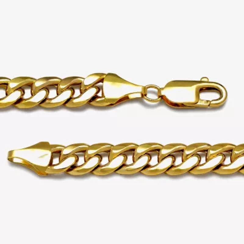 Mens 10K Gold 9 Inch Semisolid Curb Chain Bracelet