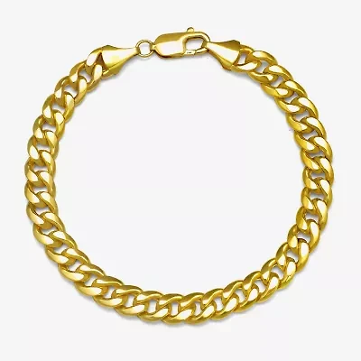 Mens 10K Gold 9 Inch Semisolid Curb Chain Bracelet