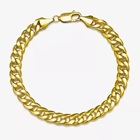 Mens 10K Gold 9 Inch Semisolid Curb Chain Bracelet