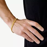Mens 10K Gold 9 Inch Semisolid Curb Chain Bracelet
