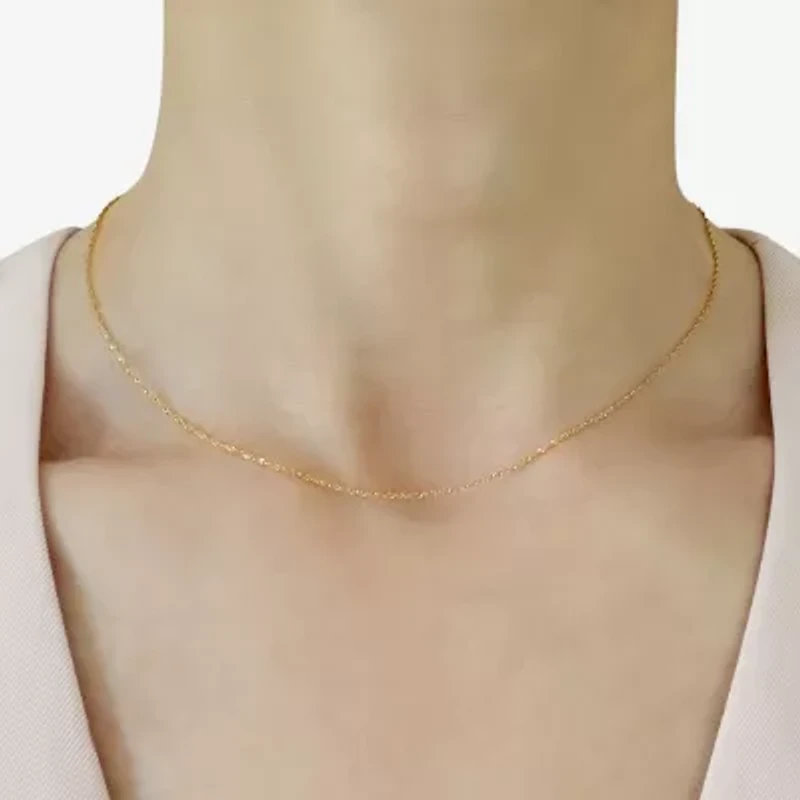 Made in Italy Womens 10K Gold 16 Inch Singapore Chain Necklace