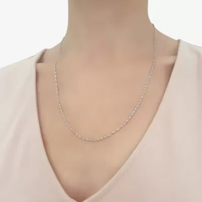 Made in Italy Womens 10K Gold Inch Singapore Chain Necklace
