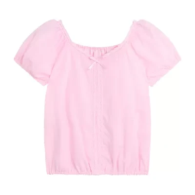 by&by girl Big Kid Girls V Neck Short Sleeve Blouse