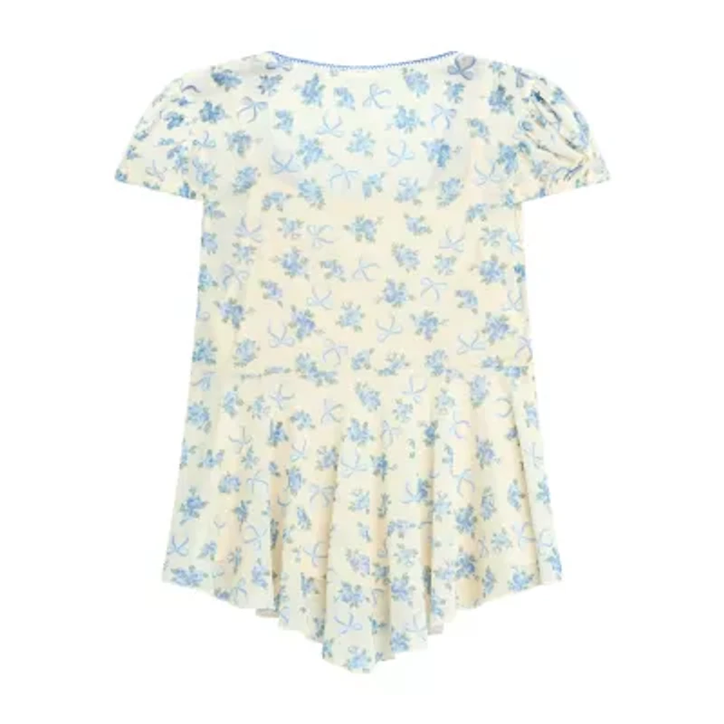 Self Esteem Big Kid Girls V Neck Short Sleeve Blouse