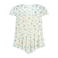 Self Esteem Big Kid Girls V Neck Short Sleeve Blouse