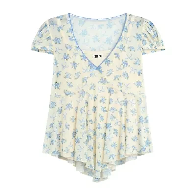 Self Esteem Big Kid Girls V Neck Short Sleeve Blouse