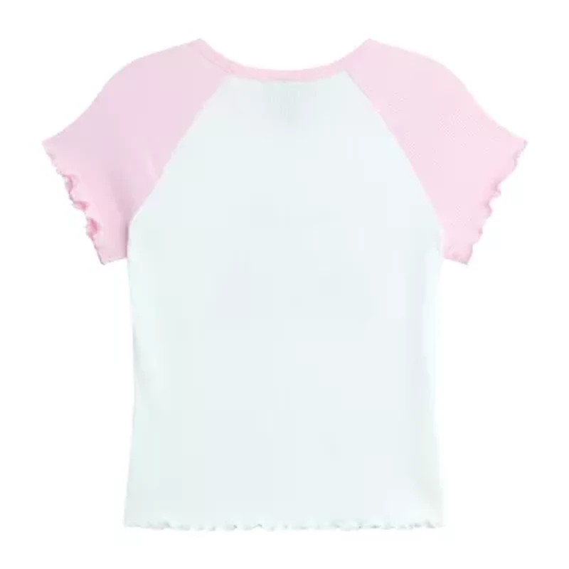 by&by girl Big Kid Girls Round Neck Short Sleeve Regular Fit Graphic T-Shirt