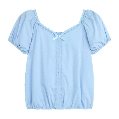 by&by girl Big Kid Girls V Neck Short Sleeve Blouse