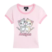 by&by girl Big Kid Girls Round Neck Short Sleeve Regular Fit Graphic T-Shirt