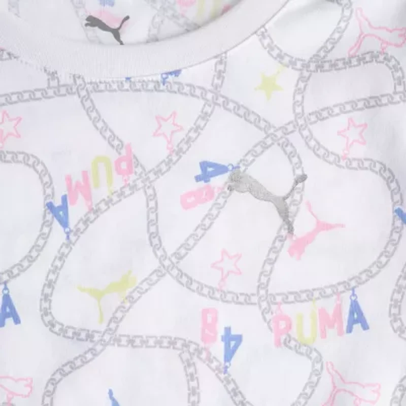 PUMA Big Kid Girls Crew Neck Short Sleeve Regular Fit Graphic T-Shirt