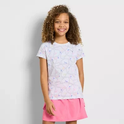 PUMA Big Kid Girls Crew Neck Short Sleeve Regular Fit Graphic T-Shirt