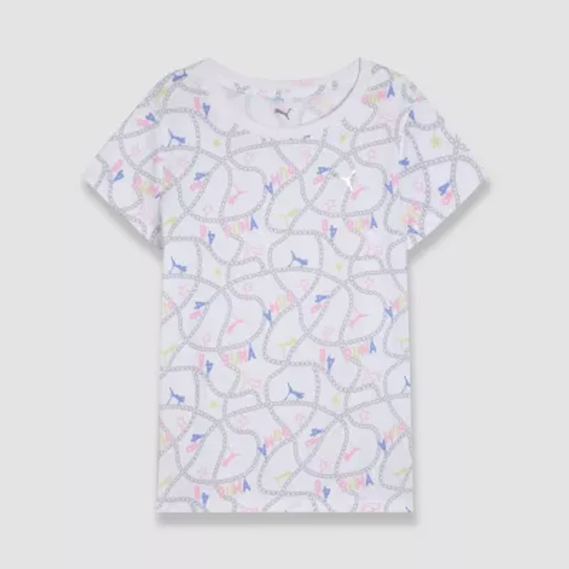 PUMA Big Kid Girls Crew Neck Short Sleeve Regular Fit Graphic T-Shirt