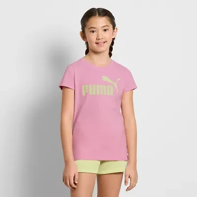 PUMA Big Kid Girls Crew Neck Short Sleeve Graphic T-Shirt