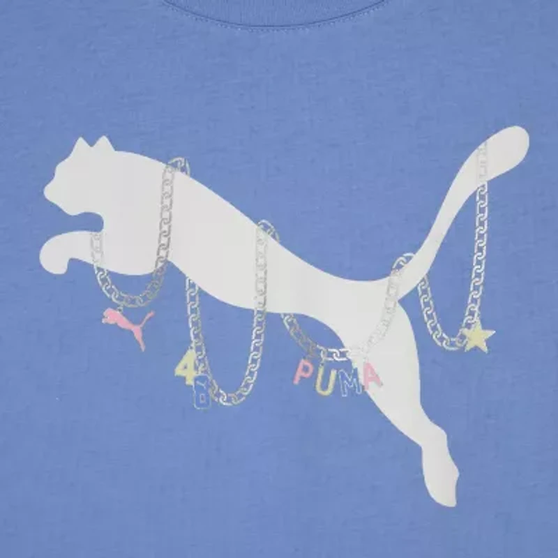 PUMA Big Kid Girls Crew Neck Short Sleeve Graphic T-Shirt