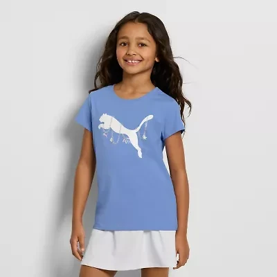 PUMA Big Kid Girls Crew Neck Short Sleeve Graphic T-Shirt