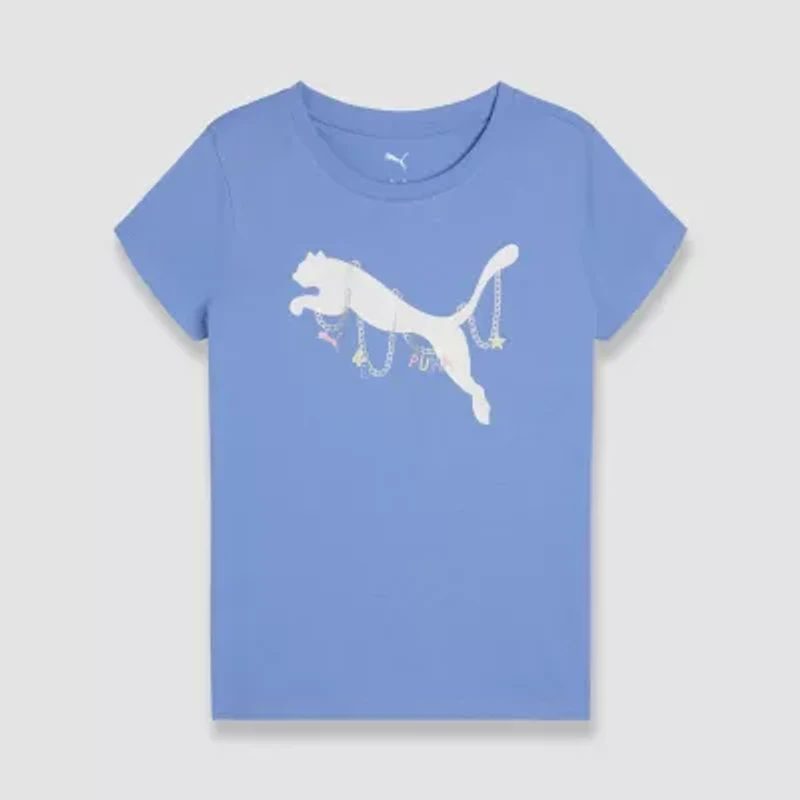PUMA Big Kid Girls Crew Neck Short Sleeve Graphic T-Shirt
