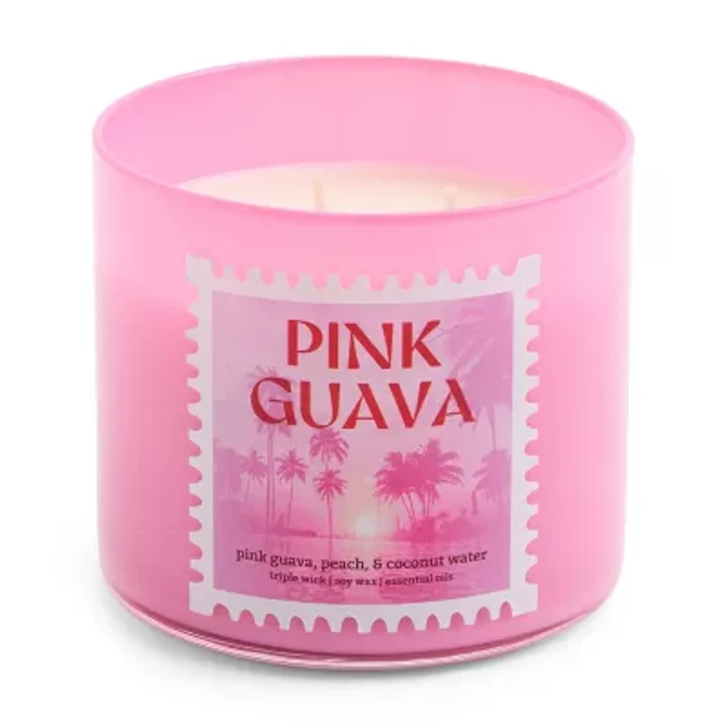 Distant Lands 14oz Pink Guava 3-Wick Scented Jar Candle
