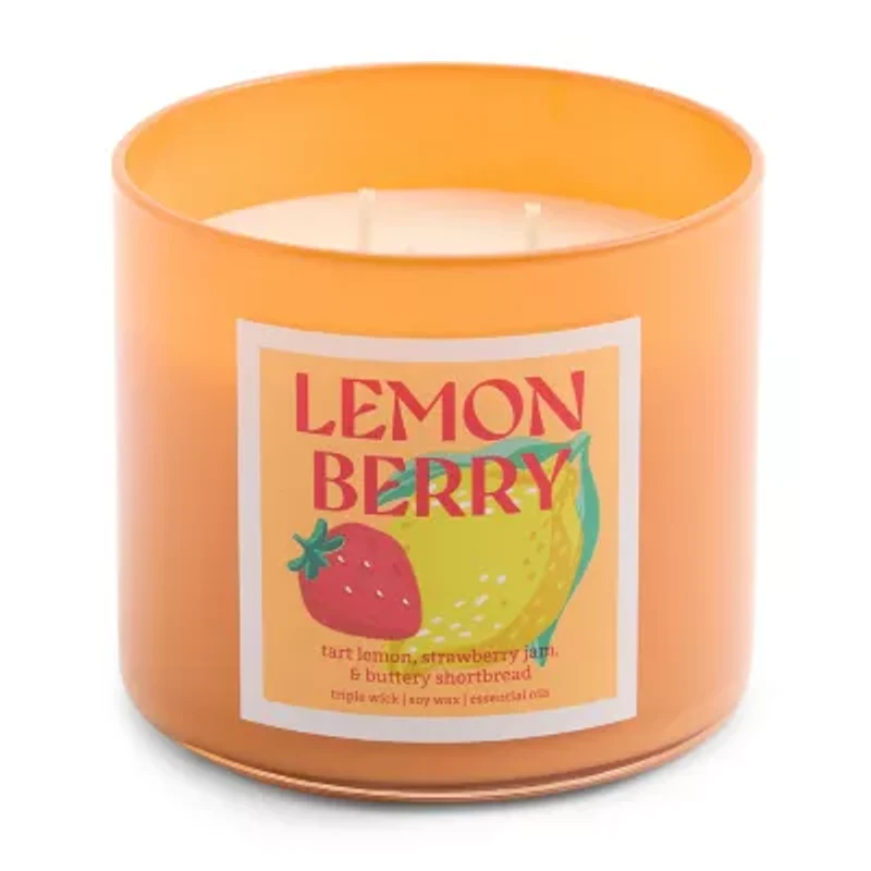 Distant Lands 14oz Lemon Berry 3-Wick Scented Jar Candle