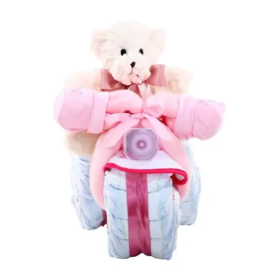 Alder Creek Pink Tricycle Diaper Cake Food Set