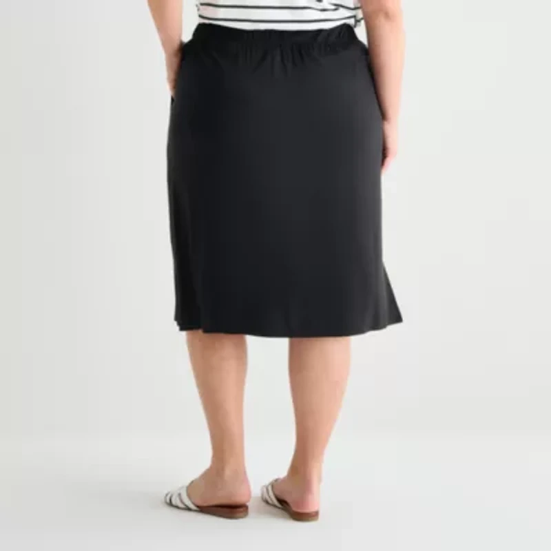 St. John's Bay Womens Plus Midi A-Line Skirt
