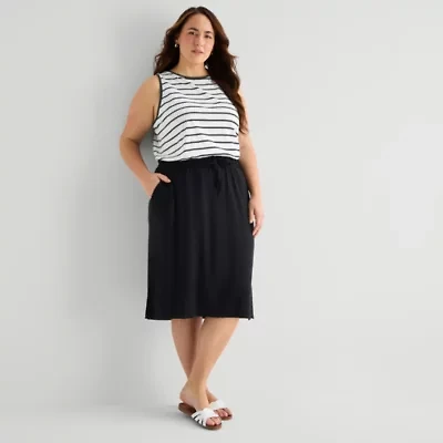 St. John's Bay Womens Plus Midi A-Line Skirt