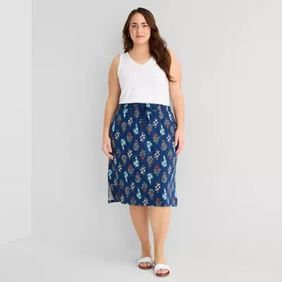 St. John's Bay Womens Plus Midi A-Line Skirt