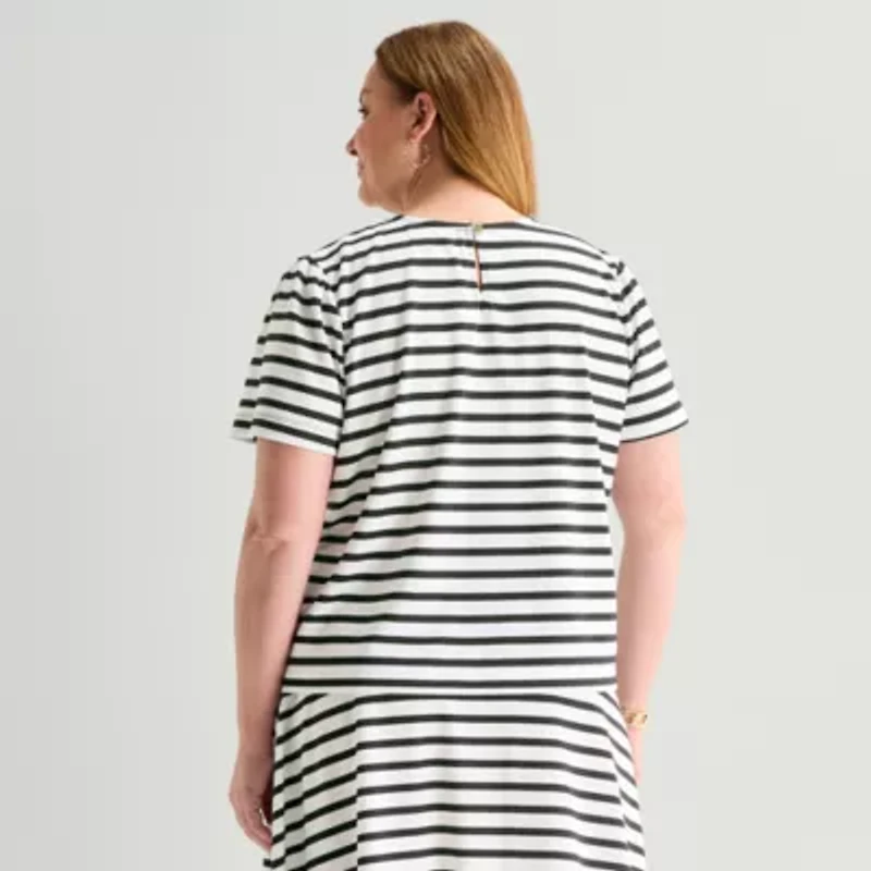 Liz Claiborne Womens Plus Crew Neck T-Shirt