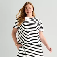 Liz Claiborne Womens Plus Crew Neck T-Shirt