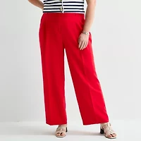 Liz Claiborne Charlotte Womens Plus Wide Leg Mid Rise Trouser