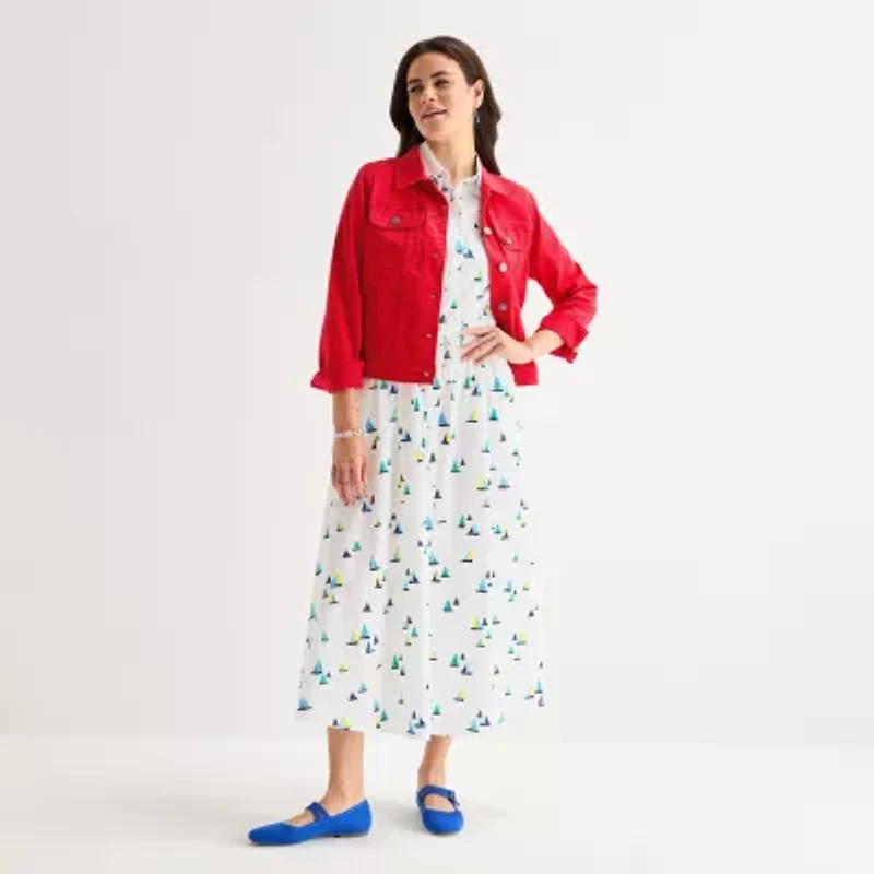 St. John's Bay Womens Tall Denim Lightweight Jacket