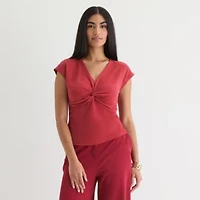 Bold Elements Womens V Neck Short Sleeve Blouse