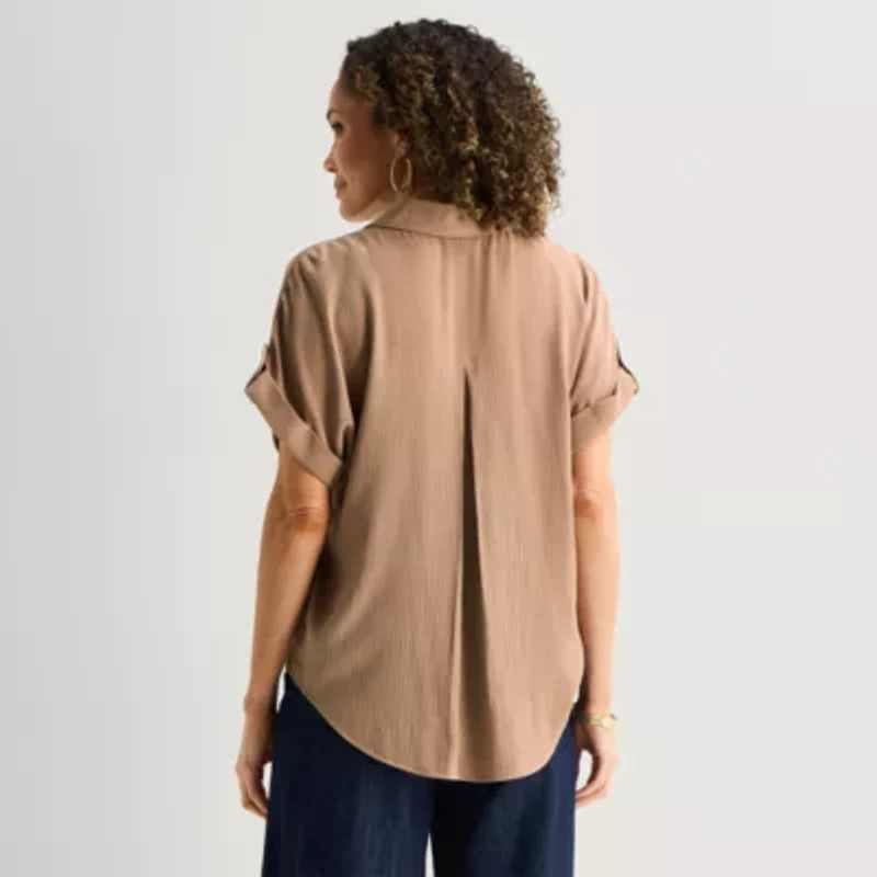 Liz Claiborne Womens Short Sleeve Blouse