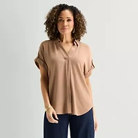 Liz Claiborne Womens Short Sleeve Blouse