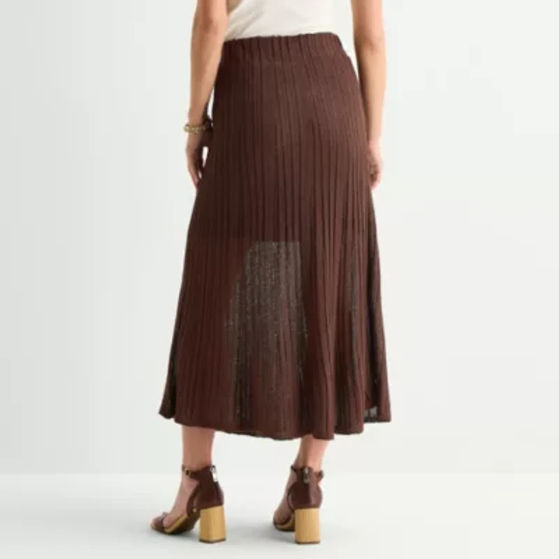 Liz Claiborne Lurex Womens Midi A-Line Skirt