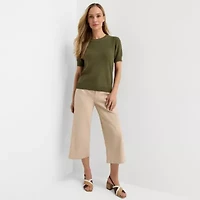 Liz Claiborne Womens Crew Neck Short Sleeve Pullover Sweater