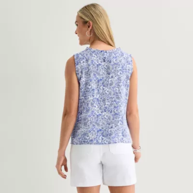 Liz Claiborne Womens V Neck Sleeveless Blouse
