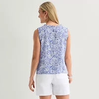 Liz Claiborne Womens V Neck Sleeveless Blouse