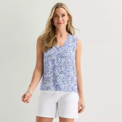 Liz Claiborne Womens V Neck Sleeveless Blouse