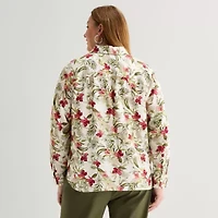 Liz Claiborne Womens Plus Long Sleeve Blouse