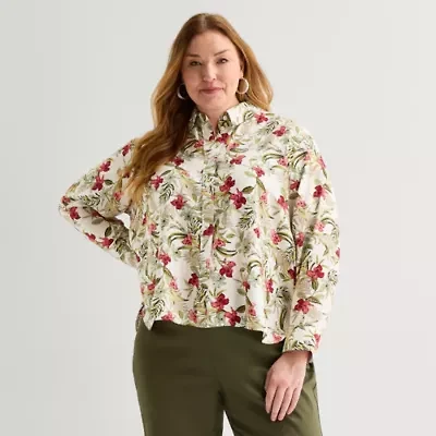Liz Claiborne Womens Plus Long Sleeve Blouse