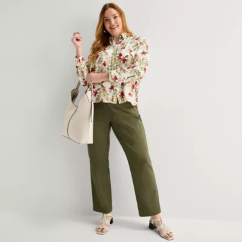 Liz Claiborne Womens Plus Long Sleeve Blouse