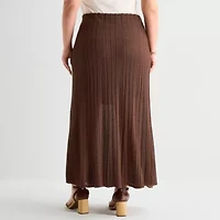 Liz Claiborne Lurex Womens Plus Midi A-Line Skirt